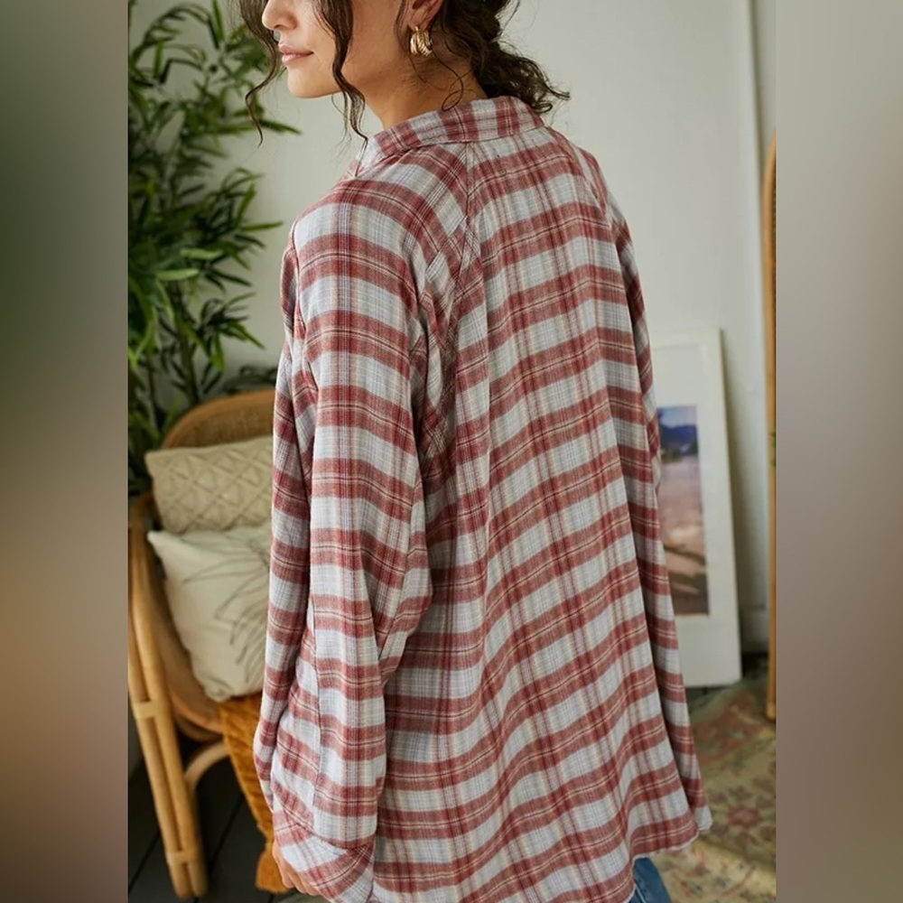 EUC BDG Urban Outfitters Brandon Plaid High-low Flannel Button-up Shirt S/P - Picture 2 of 15